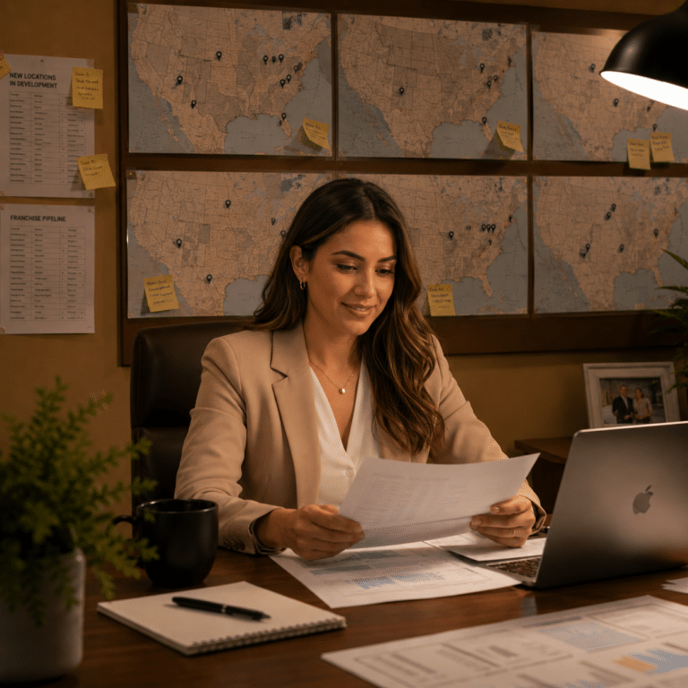 business owner asking is your business ready to franchise reviewing documents and expansion plans