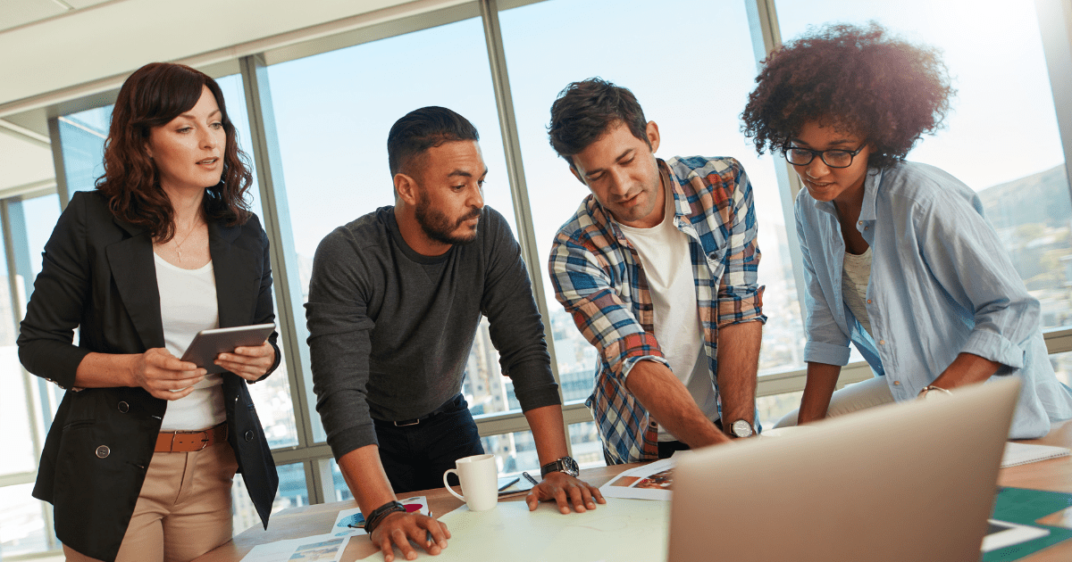 Franchise employee retention visualized with a team celebrating success.