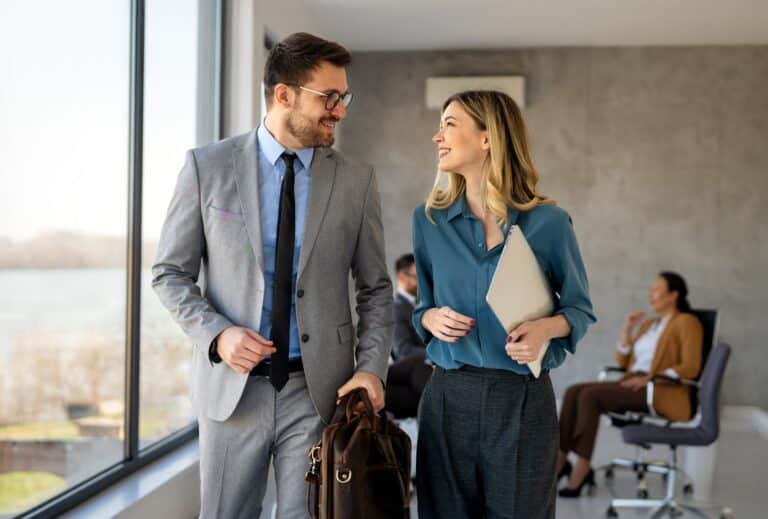 Portrait,Of,Successful,Business,People,Working,,Talking,Together,In,Corporate